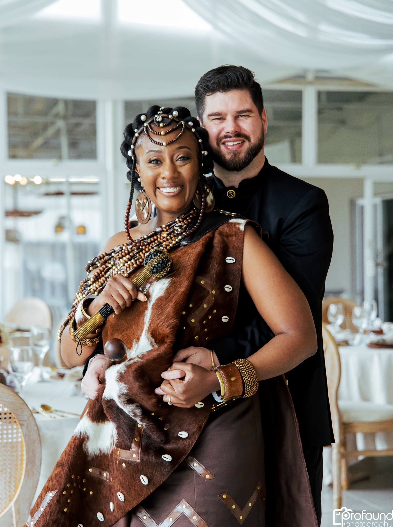 Couple in traditional wedding attire